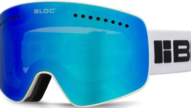 BLOC Fifty-Five Goggle - Matt White-Blue Mirror Lens-Powder Lens