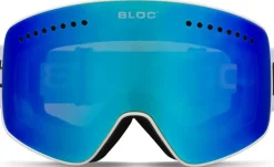 BLOC Fifty-Five Goggle - Matt White-Blue Mirror Lens-Powder Lens