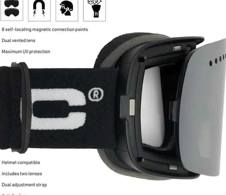 BLOC Fifty-Five Goggle - Matt White-Blue Mirror Lens-Powder Lens