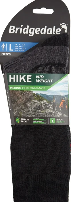 Bridgedale Mens Hike Midweight Merino Socks - Black
