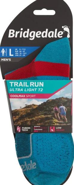 Bridgedale Mens TRAIL RUN Ultralight T2 Coolmax Sport Low Socks - Blue