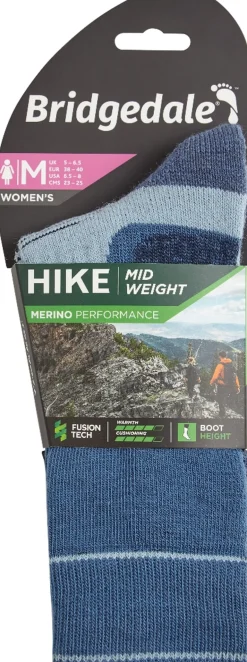 Bridgedale Womens Hike Midweight Merino Socks - Blue-Sky