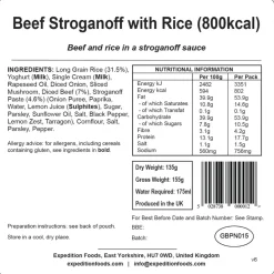 Expedition Foods Beef Stroganoff with Rice - 800kcal