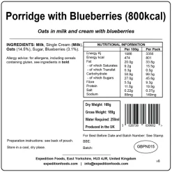Expedition Foods Porridge with Blueberries - 800kcal