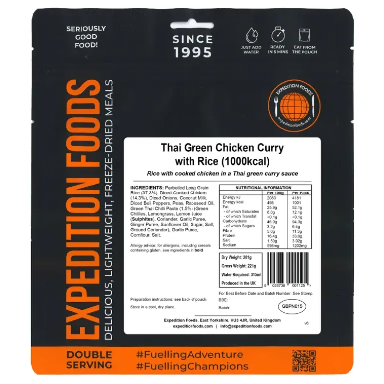 Expedition Foods Thai Green Chicken Curry with Rice - 1000kcal