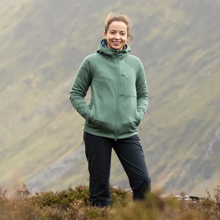 Fjallraven Womens Abisko Grid Fleece Hoodie - Patina Green