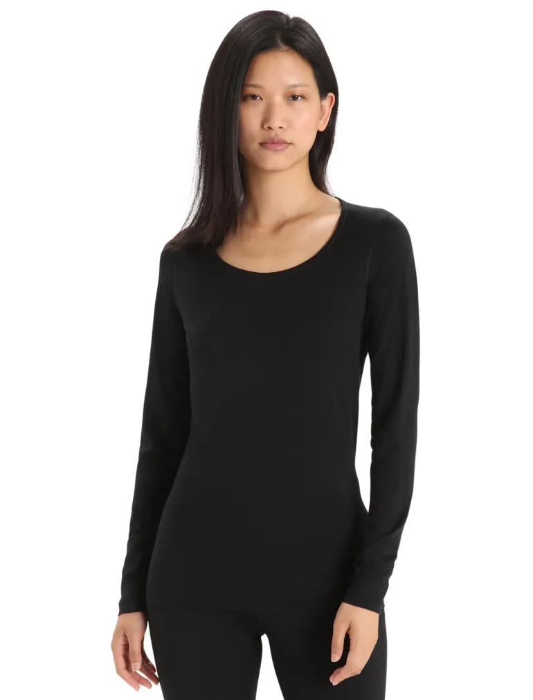 Icebreaker Womens 200 Oasis LS Scoop Tee - Black