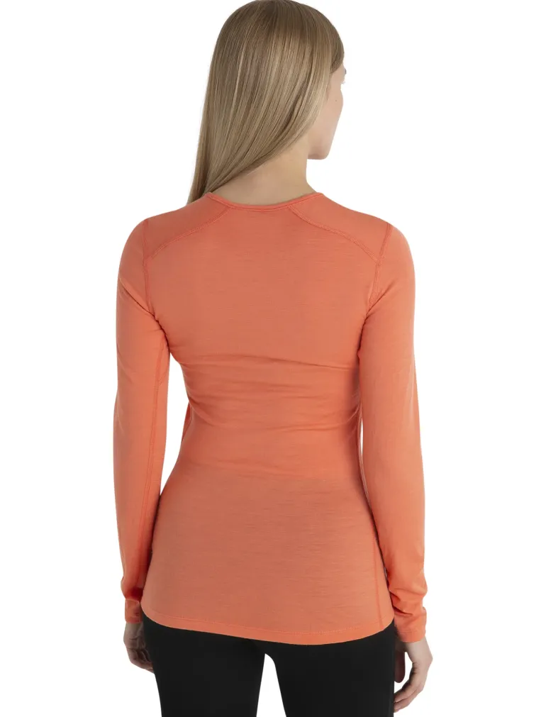 Icebreaker Womens 200 Oasis LS Crewe Top - Tang