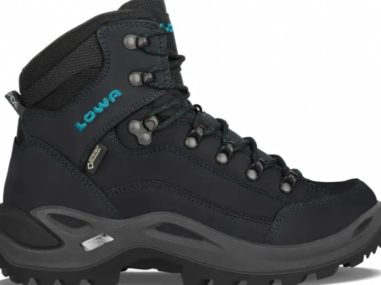 Lowa Womens Renegade GTX Mid S Boots - Narrow Width - Asphalt-Turquoise