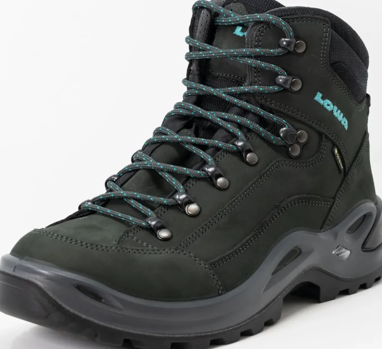 Lowa Womens Renegade GTX Mid S Boots - Narrow Width - Asphalt-Turquoise