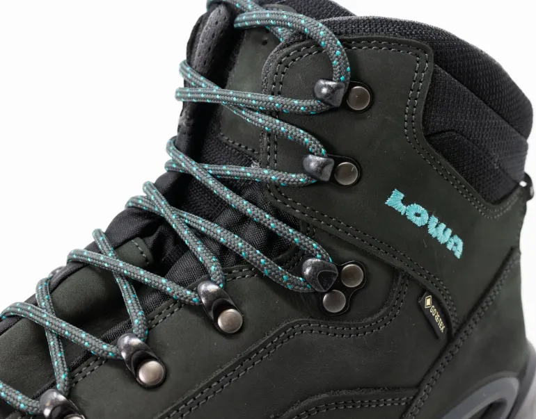 Lowa Womens Renegade GTX Mid S Boots - Narrow Width - Asphalt-Turquoise