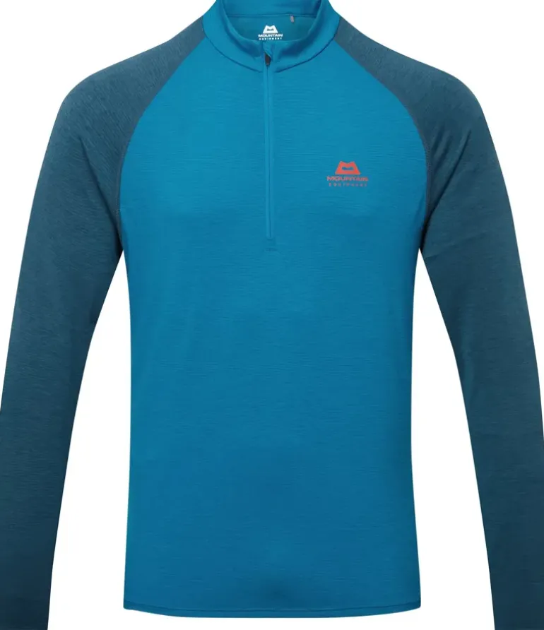 Mountain Equipment Mens Nava LS Zip T - Mykonos-Majolica
