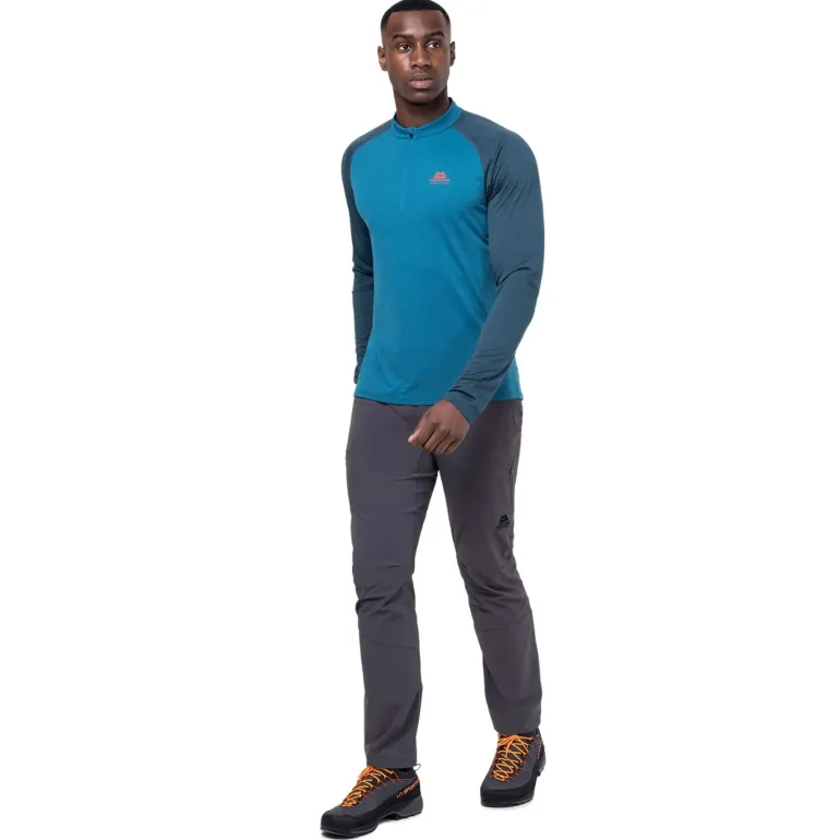 Mountain Equipment Mens Nava LS Zip T - Mykonos-Majolica