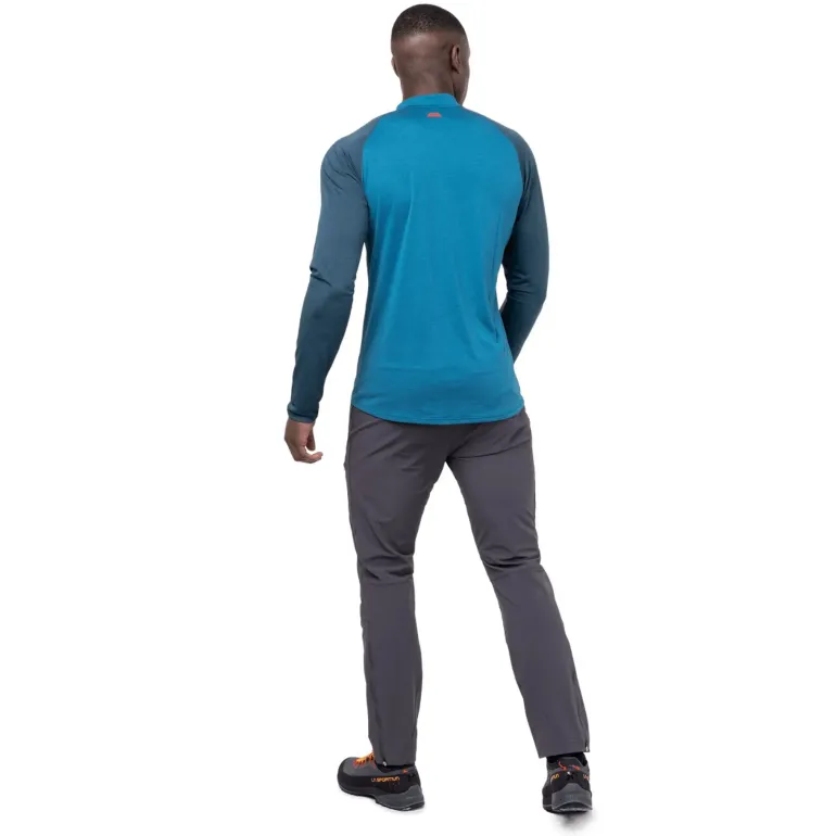 Mountain Equipment Mens Nava LS Zip T - Mykonos-Majolica