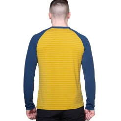 Mountain Equipment Mens Redline LS Tee - Acid Stripe-Denim