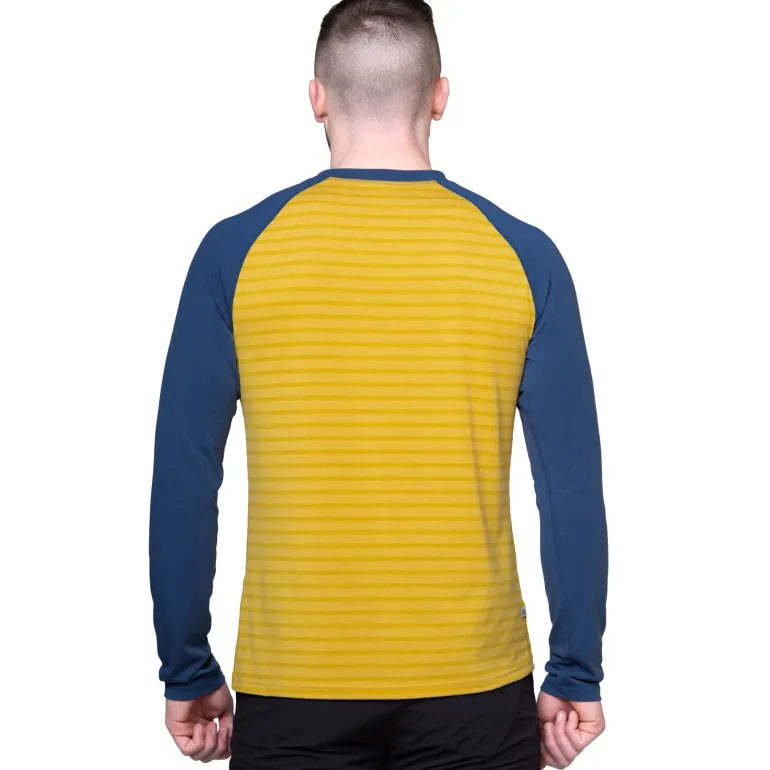 Mountain Equipment Mens Redline LS Tee - Acid Stripe-Denim
