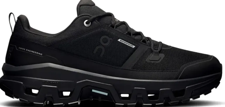 ON Mens Cloudrock Low Waterproof Shoes - Black-Black