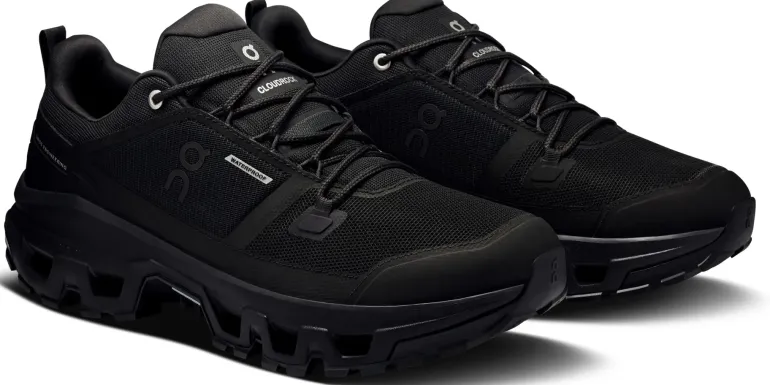 ON Mens Cloudrock Low Waterproof Shoes - Black-Black