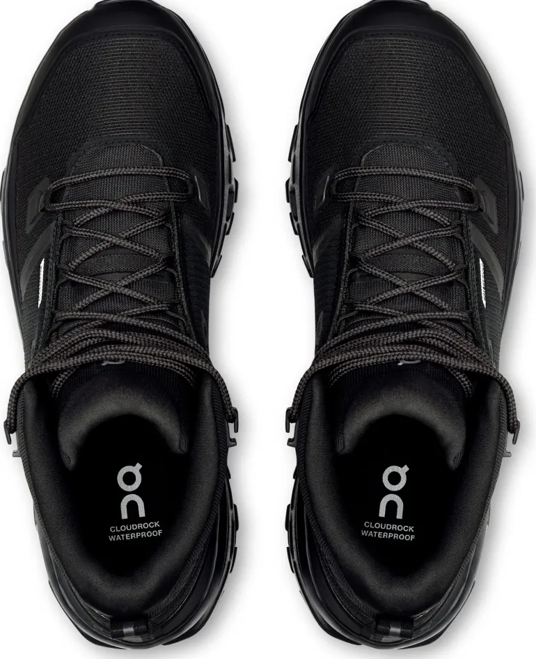 ON Mens Cloudrock Mid Waterproof Shoes - Black-Black