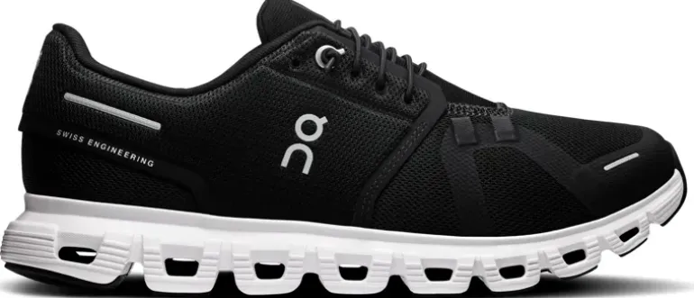 ON Womens Cloud 6 Shoes - Black-White