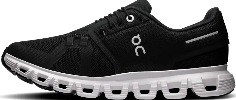 ON Womens Cloud 6 Shoes - Black-White
