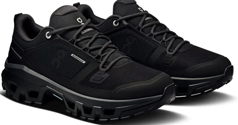 ON Womens Cloudrock Low Waterproof Shoes - Black-Black