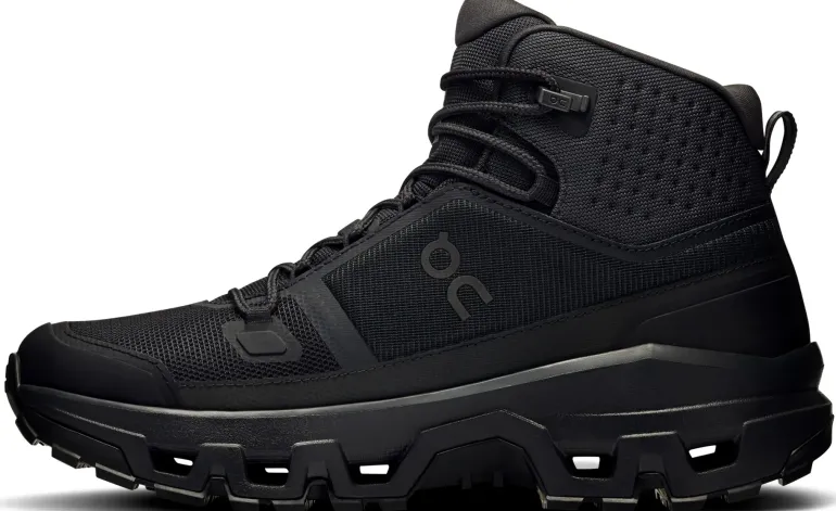 ON Womens Cloudrock Mid Waterproof Shoes - Black-Black