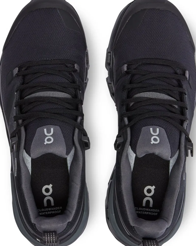 ON Womens Cloudwander Waterproof Hiking Shoes - Black-Eclipse
