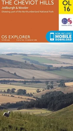 OS Explorer Map OL16 - The Cheviot Hills Jedburgh and Wooler