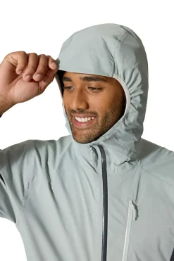 Rab Mens Downpour Trail Light Jacket - Light Zinc-Anthracite