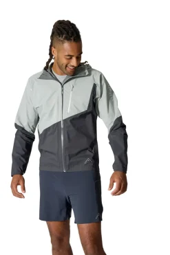 Rab Mens Downpour Trail Light Jacket - Light Zinc-Anthracite