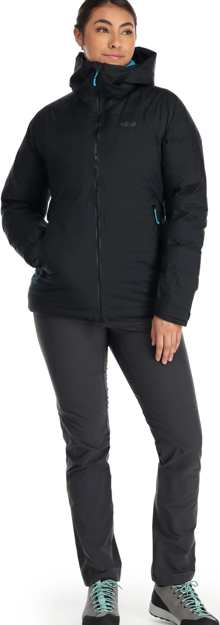 Rab Womens Valiance Jacket - Black - Aquamarine
