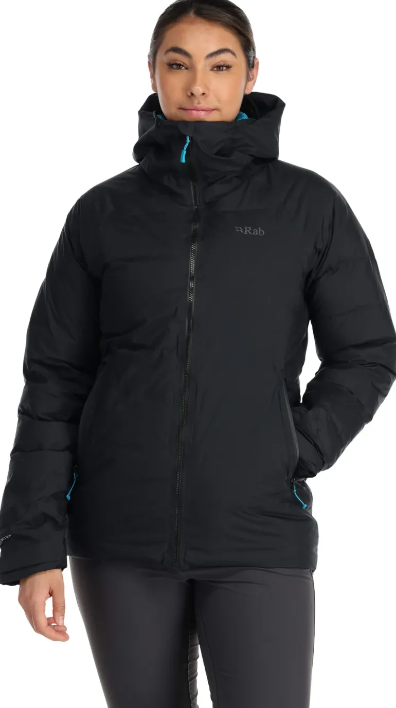 Rab Womens Valiance Jacket - Black - Aquamarine