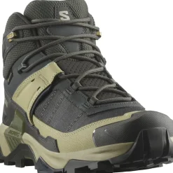 Salomon Mens X Ultra 5 Mid GTX Shoe - Peat-Gray Green-Blue Nights