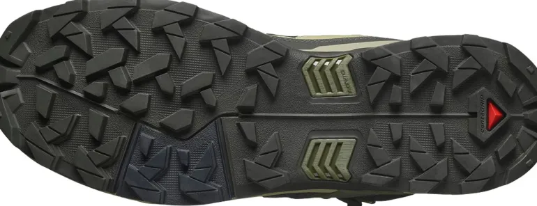 Salomon Mens X Ultra 5 Mid GTX Shoe - Peat-Gray Green-Blue Nights