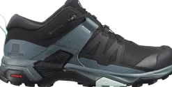 Salomon Womens X Ultra 4 GTX Hiking Shoes - Black-Stormy Weather-Opal Blue