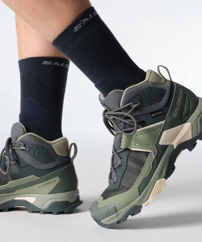 Salomon Womens X Ultra 5 Mid GTX Shoe - Turbulence-Sedona Sage-Tender